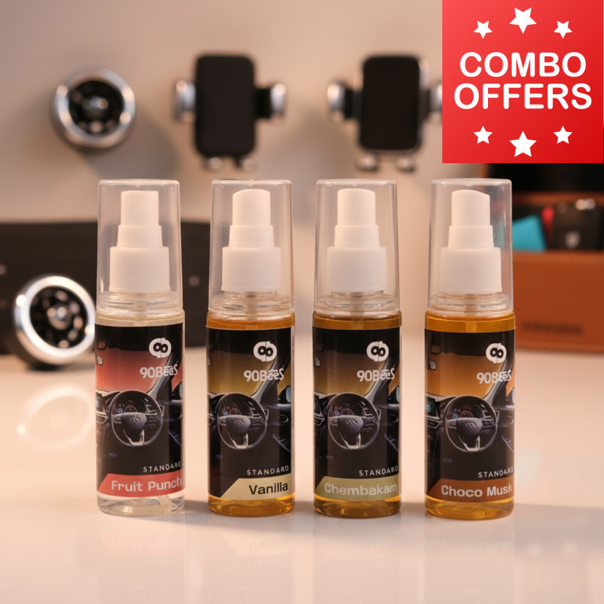 Combo Offer Standard Car Perfume Fruitpunch Vannila Chembakam Chocomusk