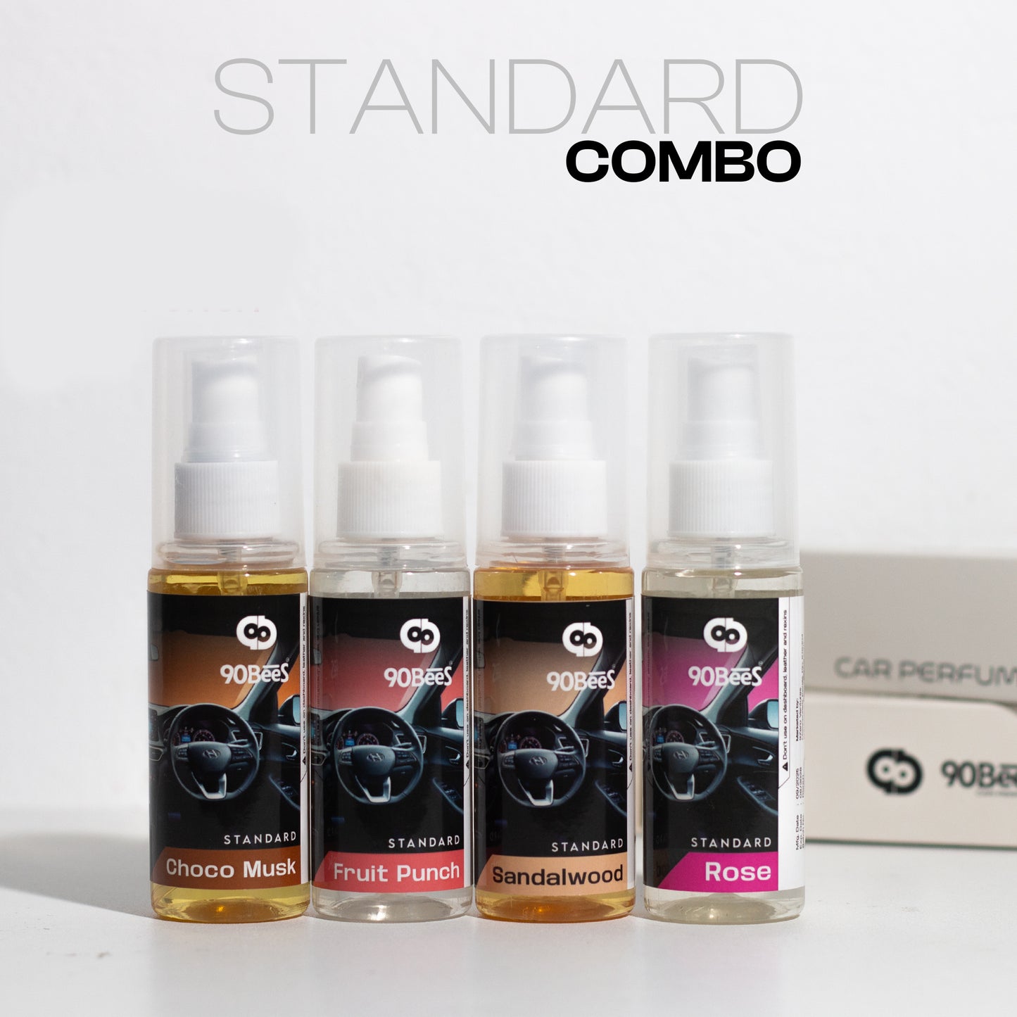 Combo Offer Standard Car Perfume Chocomusk Fruitpunch Sandalwood  Rose