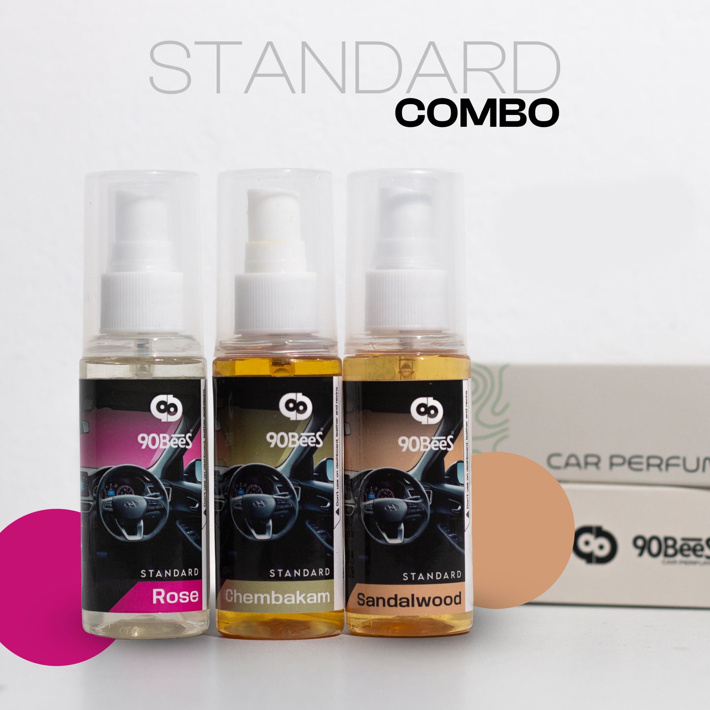 Combo Offer Standard Car Perfume Rose Chembakam Sandalwood