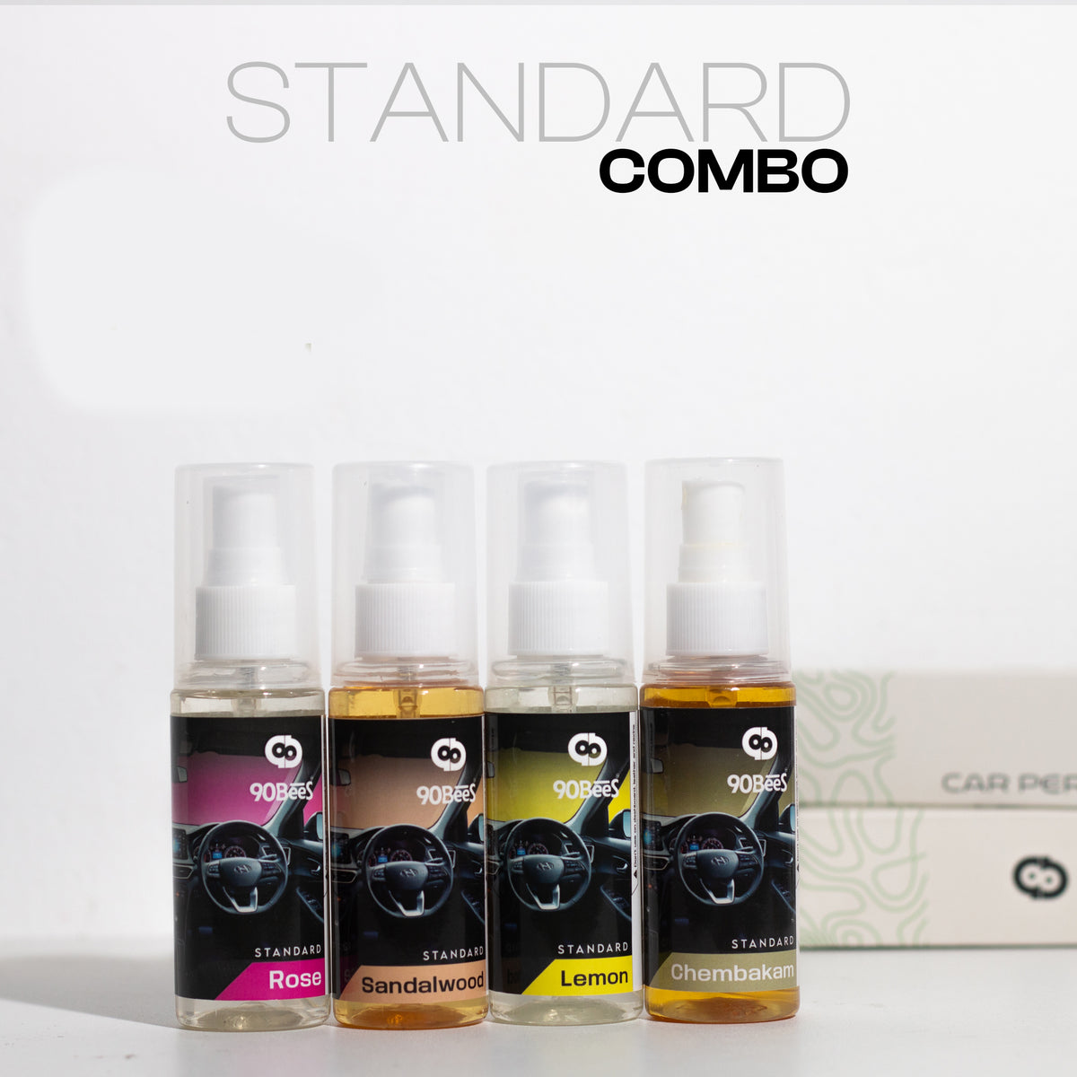 Combo Offer Standard Car Perfume Rose Sandalwood Lemon Chembakam